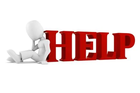 3d man looking for help, isolated on white Stock Illustration