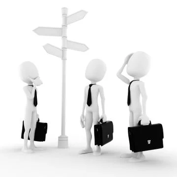 3d man looking for the right path to success Stock Illustration