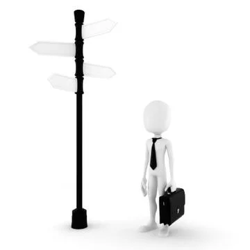 3d man looking for the right path to success Stock Illustration