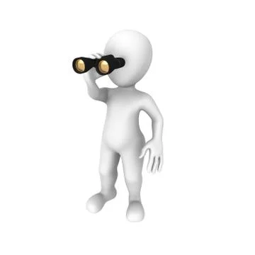 3d man looking through binoculars Stock Illustration