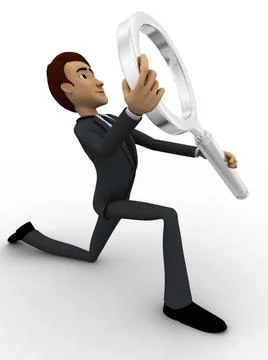 3d man looking through magnifying glass concept 3d man looking through mag... Stock Photos