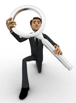 3d man looking through magnifying glass concept 3d man looking through mag... Stock Photos
