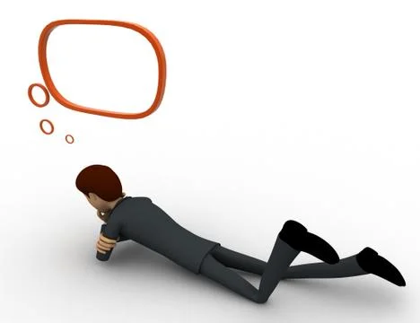 3d man lying and thinking with chat bubble concept Stock Illustration