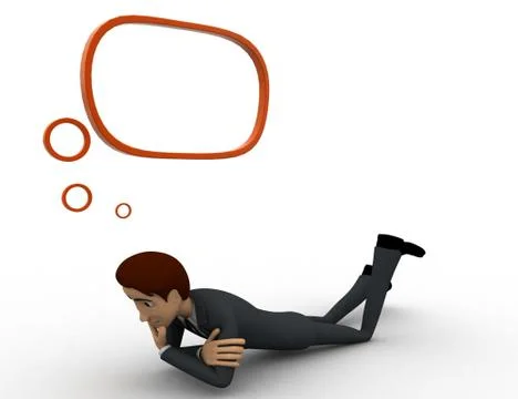 3d man lying and thinking with chat bubble concept Stock Illustration