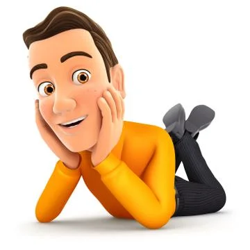 3d man lying on floor and smiling Illustrazione stock