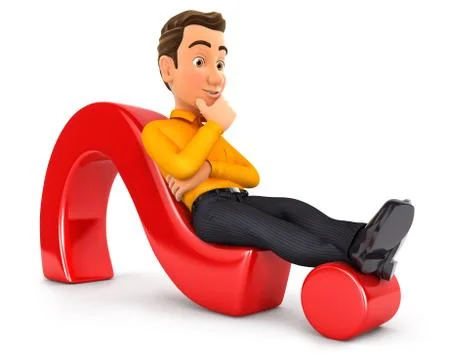 3d man lying on question mark Stock Illustration