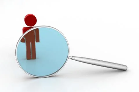 3d man with magnifier Free Stock Illustration