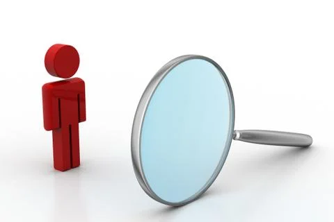 3d man with magnifier Free Stock Illustration