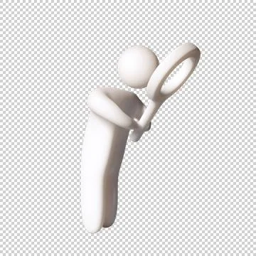 3D man with magnifying glass Stock Illustration