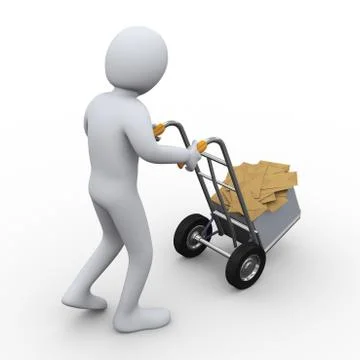 3d man mail envelop delivery Illustrazione stock