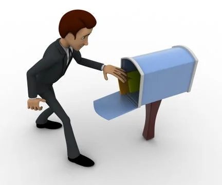 3d man with mailbox concept Stock Illustration