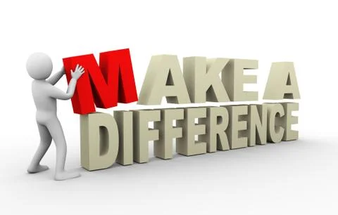 3d man with make a difference quote Stock Illustration