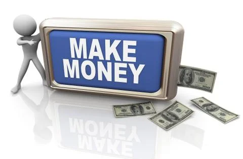 3d man making money Stock Illustration