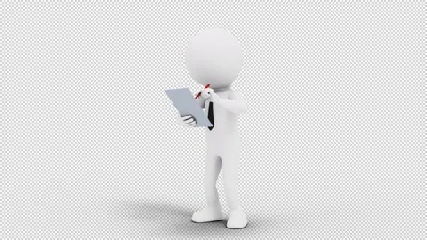 3D Man Making Notes in a loop with transparent (alpha) background Stock Footage 249611336