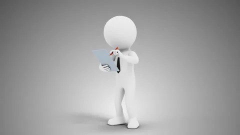 3D Man Making Notes in a loop Stock Footage 249614599