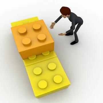3d man making structure using toys concept 3d man making structure using t... Stock Photos