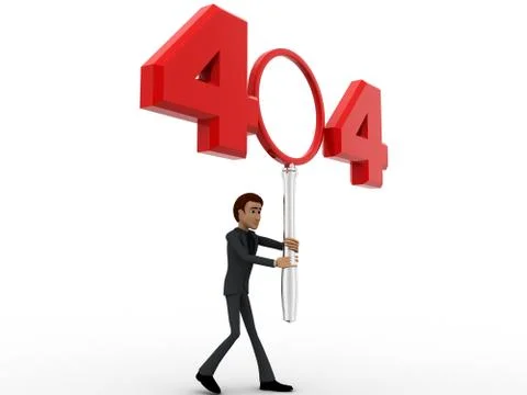3d man man with 404 error number concept Stock Illustration