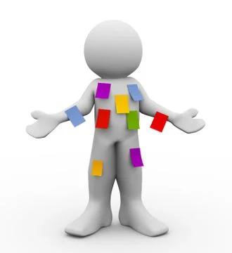 3d man with many sticky empty notes Stock Illustration