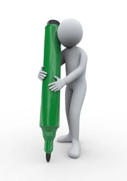 3d man with marker Illustrazione stock