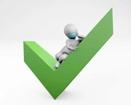 3d man with mask lying on a ok sign 3d rendering Stock Illustration
