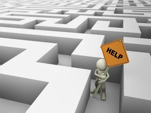 3d man in maze Stock Illustration