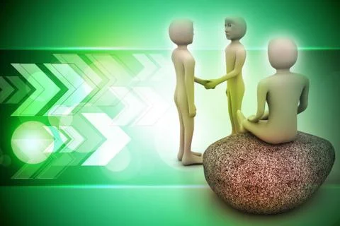 3d man in meditation Stock Illustration