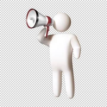 3D man with a megaphone Stock Illustration