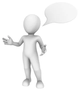 3d man with message bubble above his head. 3d illustration Illustrazione stock