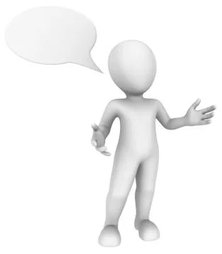 3d man with message bubble above his head. Stock Illustration