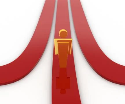 3d man on middle track from three different track concept Stock Illustration