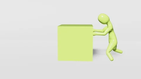 3D man moves cube Stock Footage 103846096