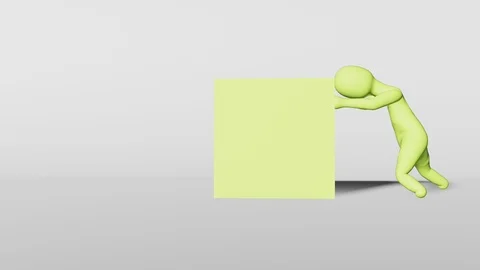 3D man moves cube Stock Footage 103914396