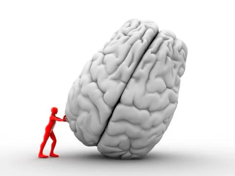 3D man moving brain, artwork 库存插图