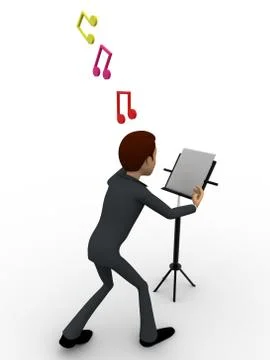 3d man with music notes and script concept 스톡 일러스트
