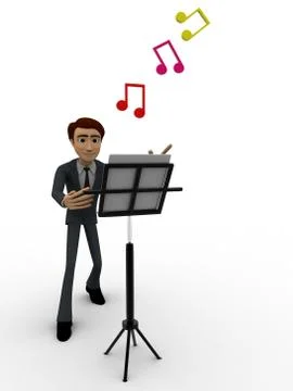 3d man with music notes and script concept Stock Illustration