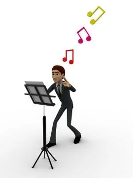 3d man with music notes and script concept Stock Illustration
