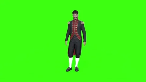 3d man in Naval Uniform idle, animation, green screen Stock Footage 169961246