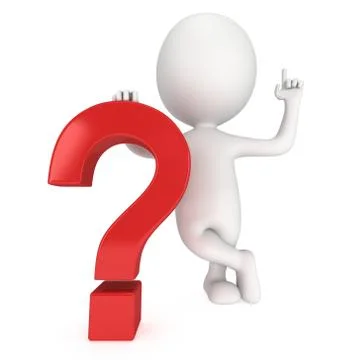 3D man near red question mark Stock Illustration