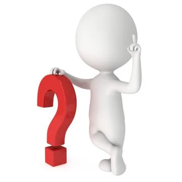 3D man near red question mark Stock Illustration