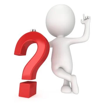 3D man near red question mark Stock Illustration