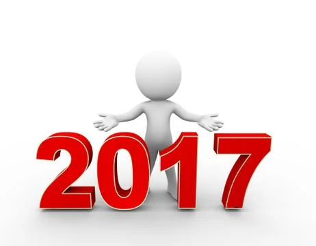 3d man new year 2017 welcome Stock Illustration