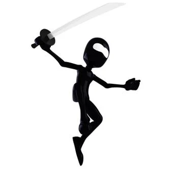 3d man ninja, holding a katana:) Stock Illustration