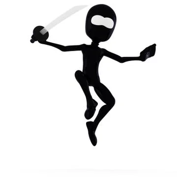 3d man ninja, holding a katana:) Stock Illustration