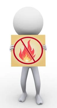 3d man with no fire sign Stock Illustration