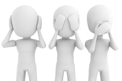 3d man No see, talk or hear Stock Illustration