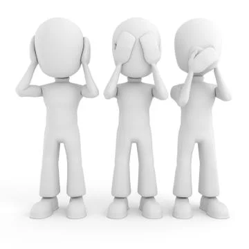 3d man No see, talk or hear 库存插图