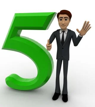 3d man with number 5 concept Stock Illustration