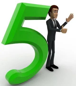 3d man with number 5 concept Stock Illustration