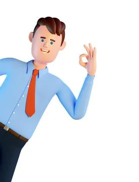 3d man with ok gesture Stock Illustration