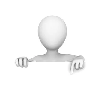 3d man over empty white board. Stock Illustration